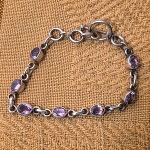 7" Amethyst & 925 Silver Bracelet